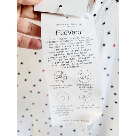 Beach Lunch Lounge 4th Of July Stars Print Button Down Short Sleeve Shirt Size S - Picture 5 of 10